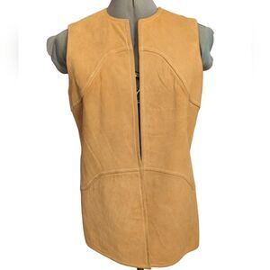 Vintage  70s tan leather  vest‎